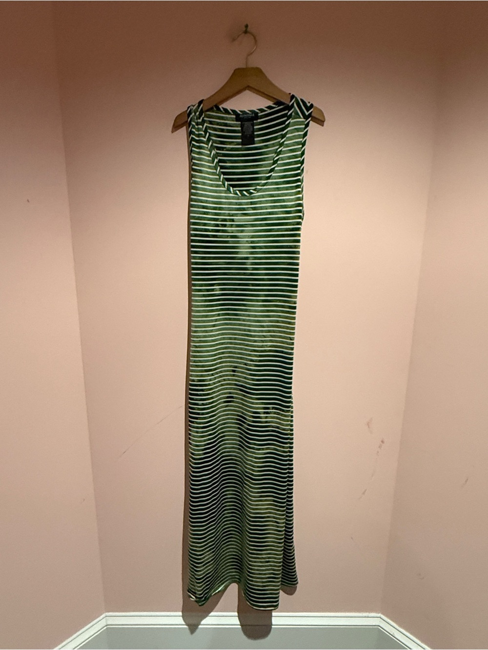 Alyn Paige Green and Black Striped tie dye Maxi Dress